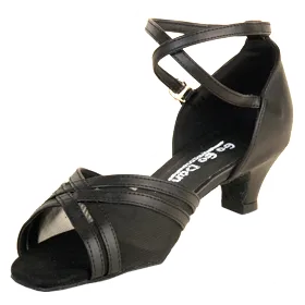 1.3" Harper -- Thick Heel Latin Ballroom Sandal -- Black Flexible Fit Active People