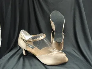 2.38" Charlotte -- Closed Back/Open Toe Ballroom Shoe -- Bronze Satin Fast pace
