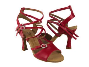 Fire Red 2.5" Christina -- Wide Heel Latin Sandal -- Red