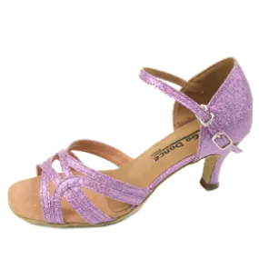 Luggage Fit River Cross 2.5" Gloria -- Flare Heel Latin Sandal -- Lavender Glitter