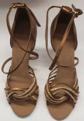 Quick Drying Casual Wear Desert Path 2.5" Jessica I -- Women's Latin Ballroom Sandal -- Gold Scale/Dark Tan