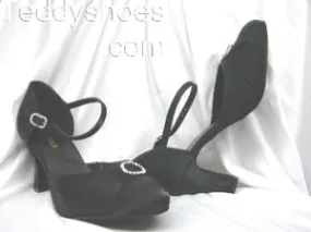 2.5" Sharney -- Closed Toe Ballroom Shoe -- Black Satin Lightweight Design Storm Proof