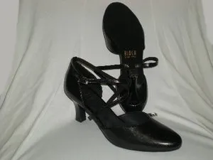 Breath Fresh Reinforced Seams 2.5" Simona --Women's X-Strap, Closed Toe Ballroom Shoe -- Black
