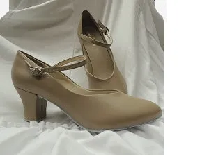 2" Betty -- Instep Strap Ballroom Shoe -- Tan Stretchable Ultra Light Airport Travel