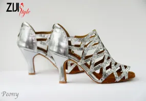 Cactus Cool 3.25" Peony -- Women's Latin Sandal -- Silver Sequins