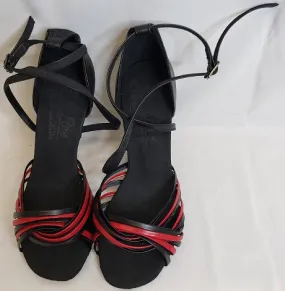 3" Jessica -- Women's Latin Ballroom Sandal -- Black/Red Non Slip Office Workers