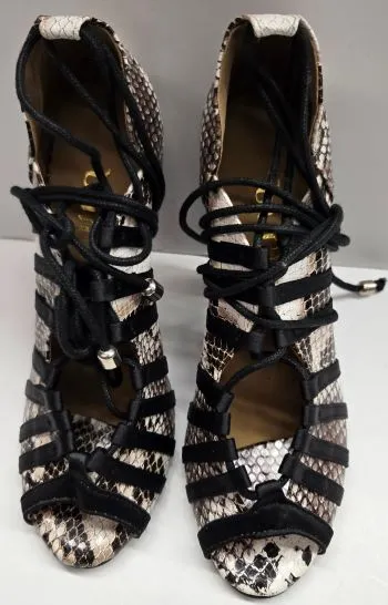 Show Stage 4" Tayla -- Women's Flare Heel Latin Sandal With Street Sole -- Black/White