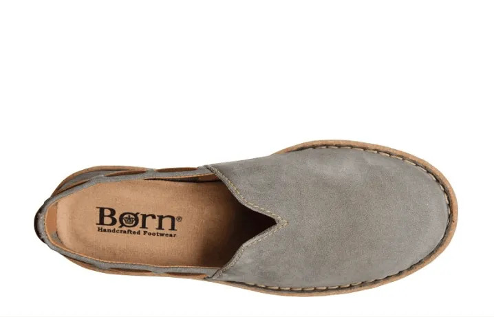 Born Women's Naya Grey Soft Hand-Finished Nubuck Leather Slip On Shoe BR0027822 Light Walk Urban Classic