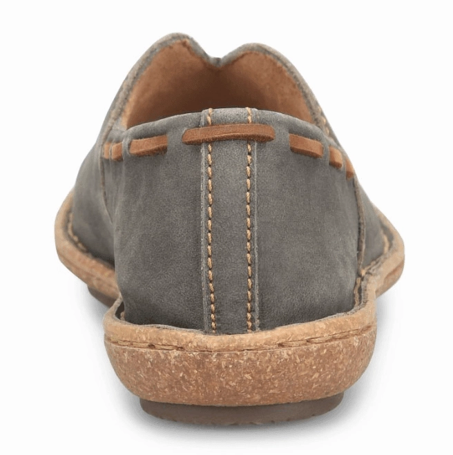 Embroidered design Minimalist Style Born Women's Naya Grey Soft Hand-Finished Nubuck Leather Slip On Shoe BR0027822