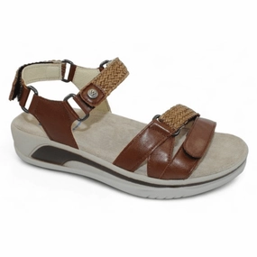 Acula | Leather | Cognac Soft Cushioning wedge sandals