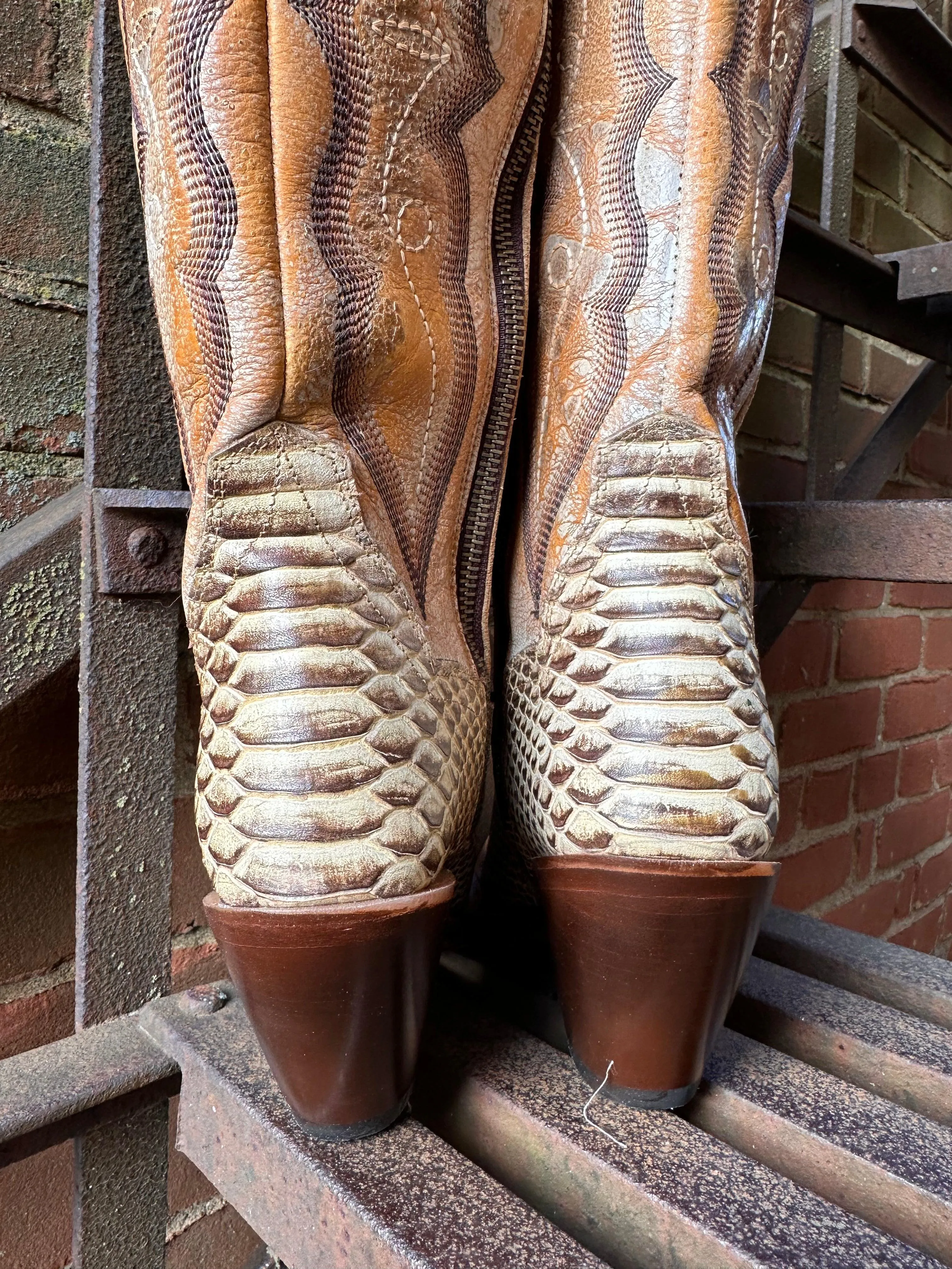 Dan Post Women's Aretha Honey Faux Python Leather Tall Fashion Cowgirl Boot DP4399 Built Tough work use