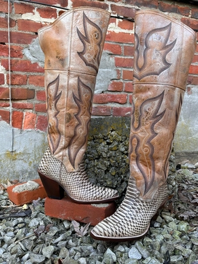 Dan Post Women's Aretha Honey Faux Python Leather Tall Fashion Cowgirl Boot DP4399 Smooth Form