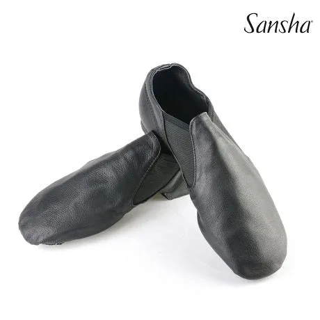 Daniel -- Leather Split Sole Jazz Shoe Slip-on, Suede Sole -- Black Comfort arch Joy Mood