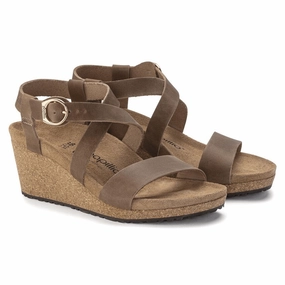 Sleek Vacation Sandals Night Fun Sibyl Ring Buckle | Oiled Leather | Cognac
