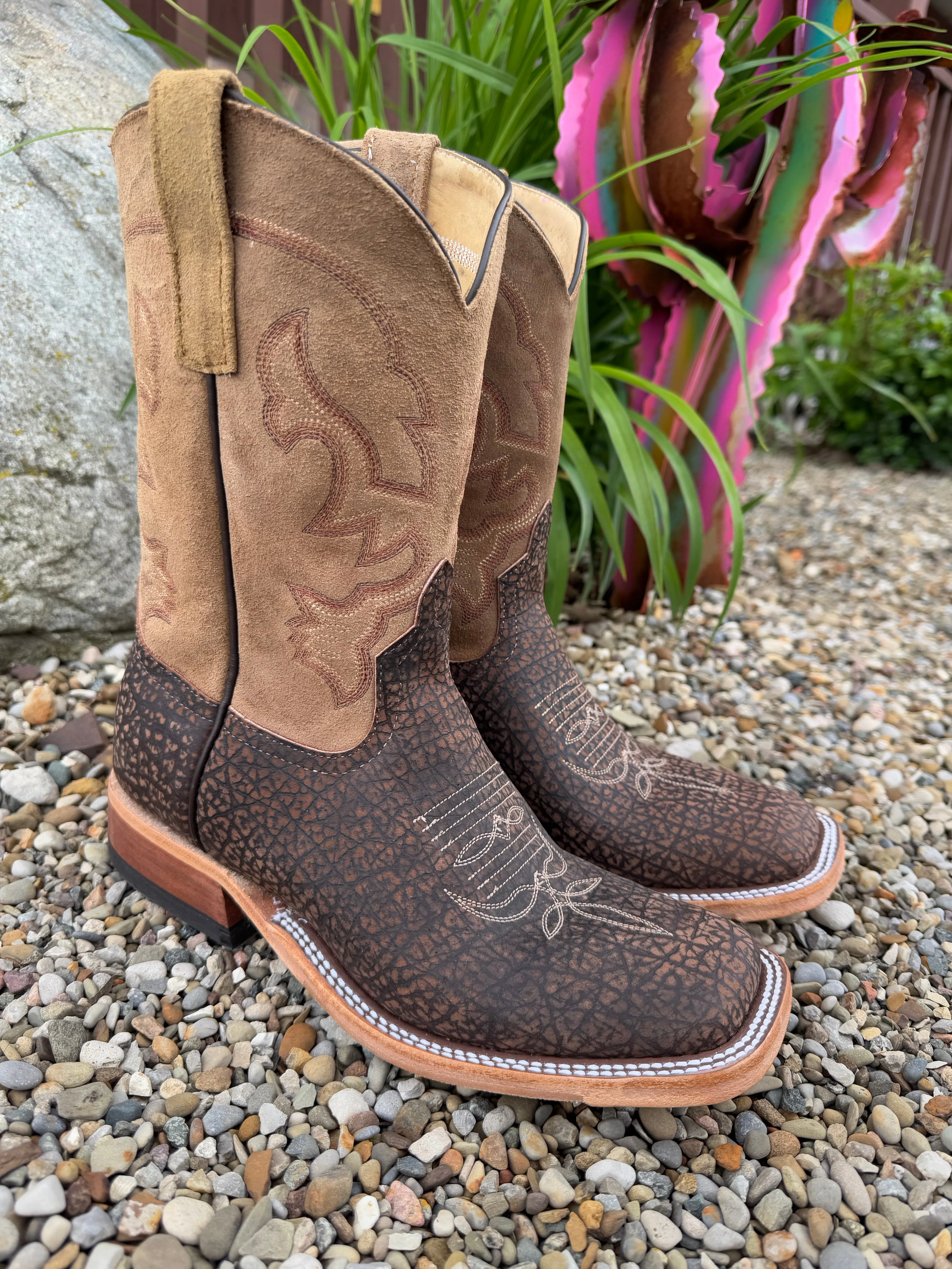 Anderson Bean Men's 10" Tan Hungry Hippo Square Toe Cowboy Boots 339580 Rugged Comfort All Purpose