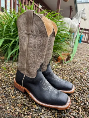 Anderson Bean Men's Black Smooth Ostrich & 13 Outlaw Mushroom Top Square Toe Cowboy Boots 333571 High   Quality Leather Tactical Build