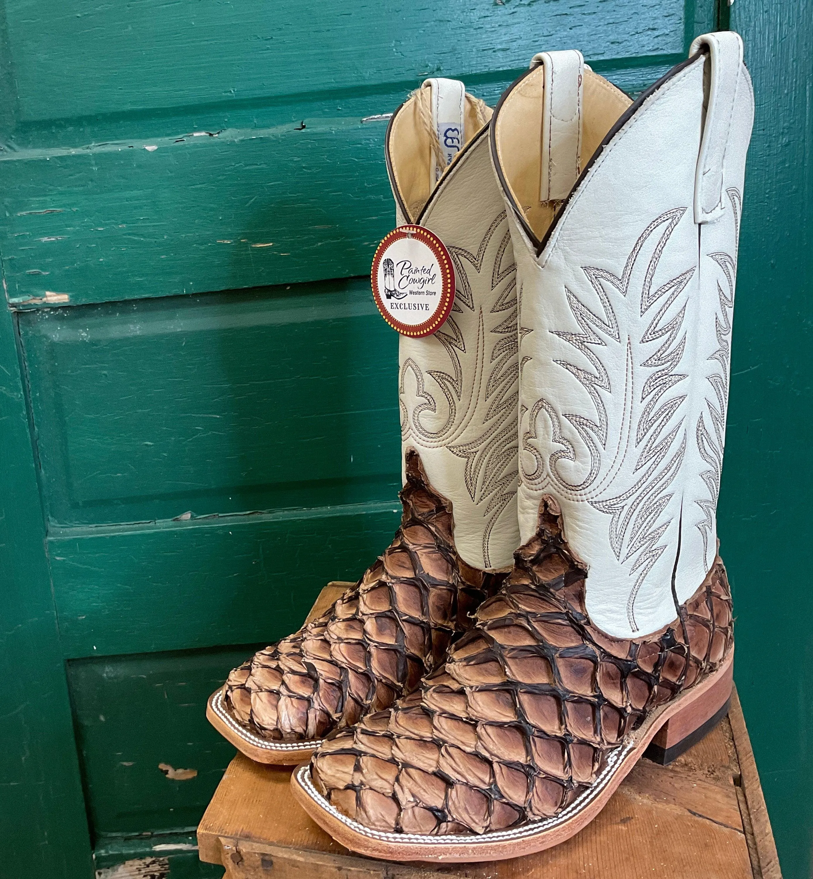 Versatile use Smart Style Anderson Bean Men's Brown Big Bass Arapaima & 13 Bone Deerskin Top Cowboy Boots 333577