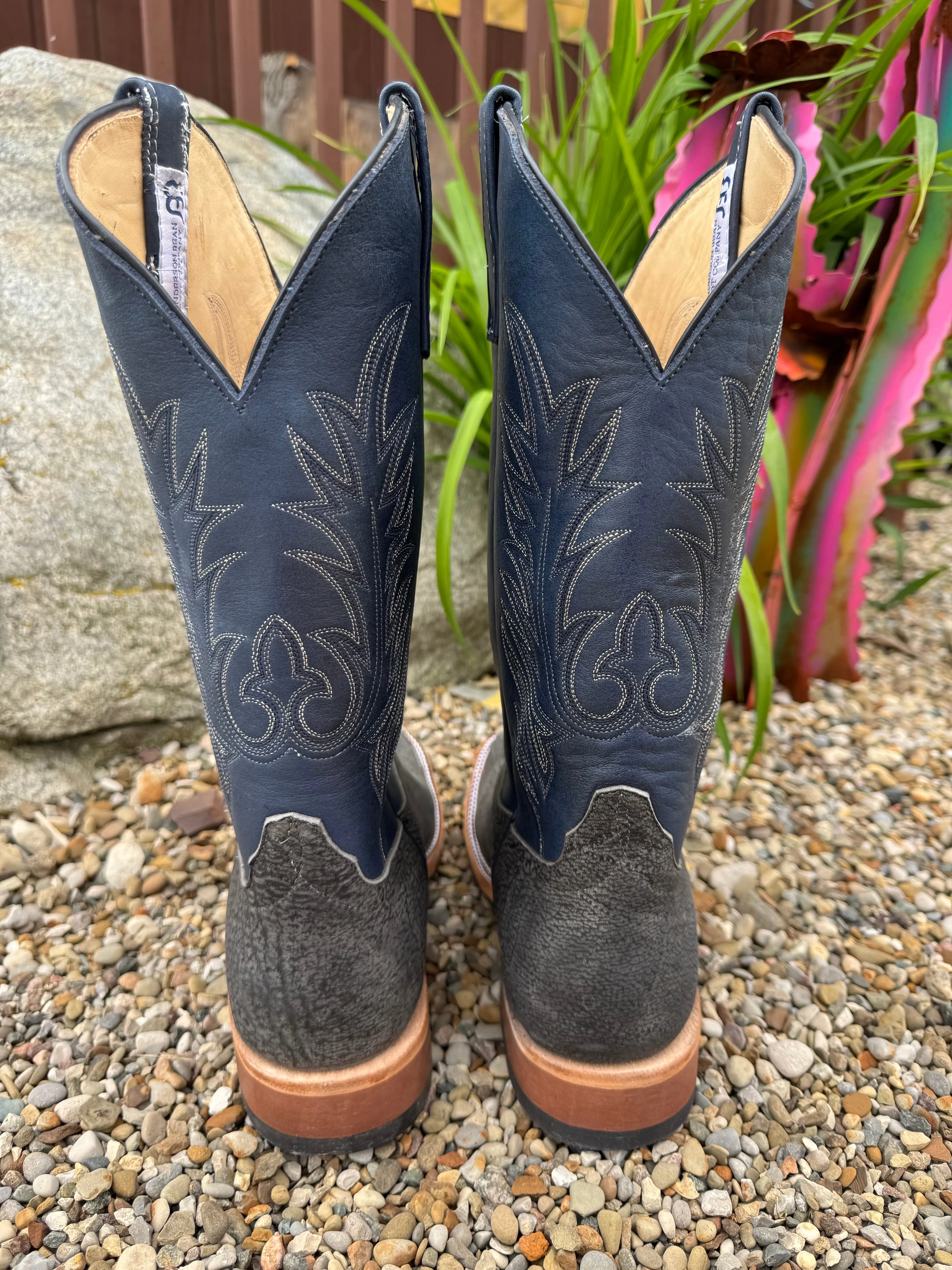 Tough Build Anderson Bean Men's Grey Safari Giraffe & Midnight Blue Dozer 13 Top Square Toe Cowboy Boots 340713