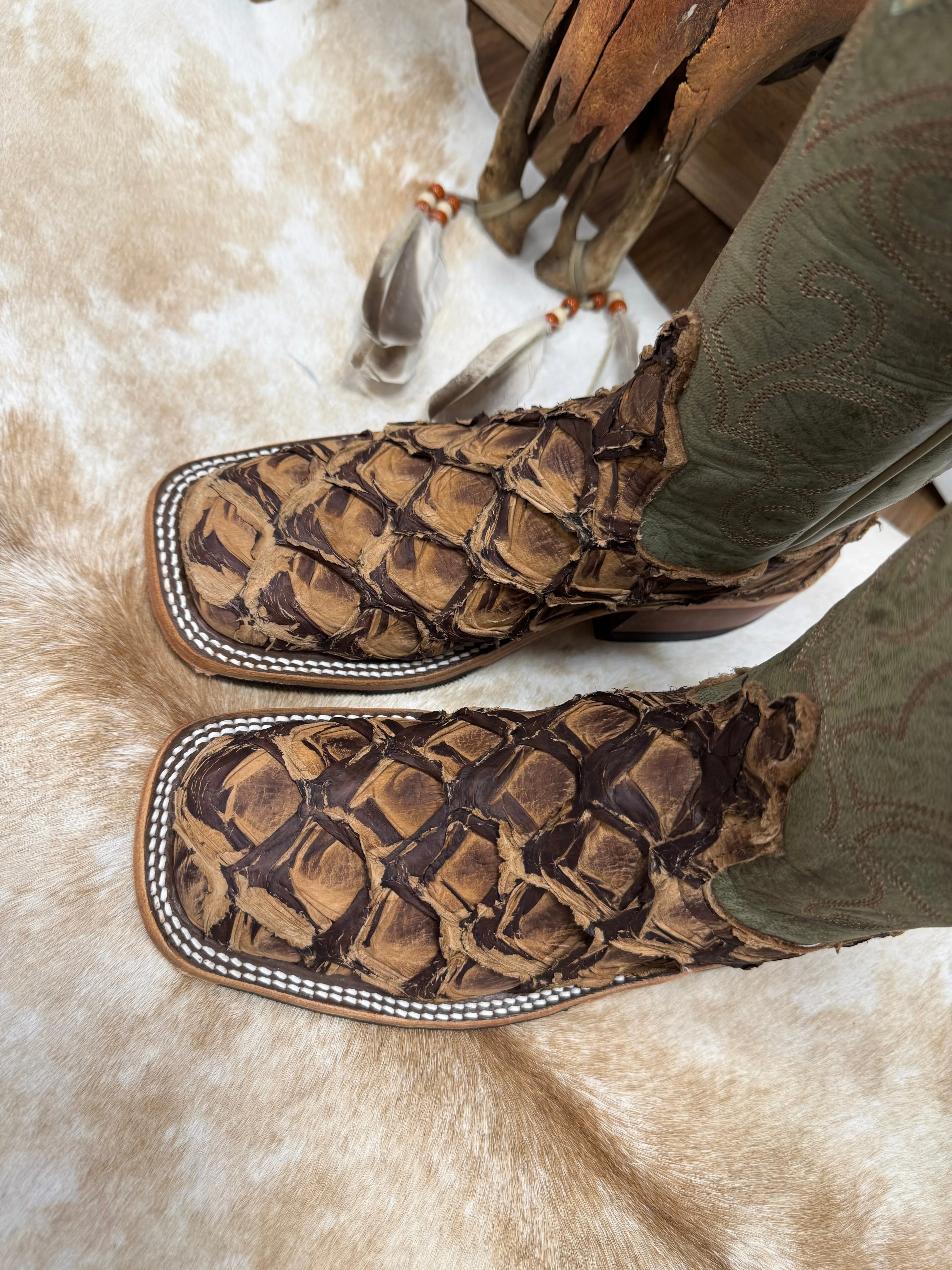 Mountain Trail ski trip Anderson Bean Women's Cigar Matte Big Bass & Mallard Mad Dog Square Toe Western Cowgirl Boots 332207