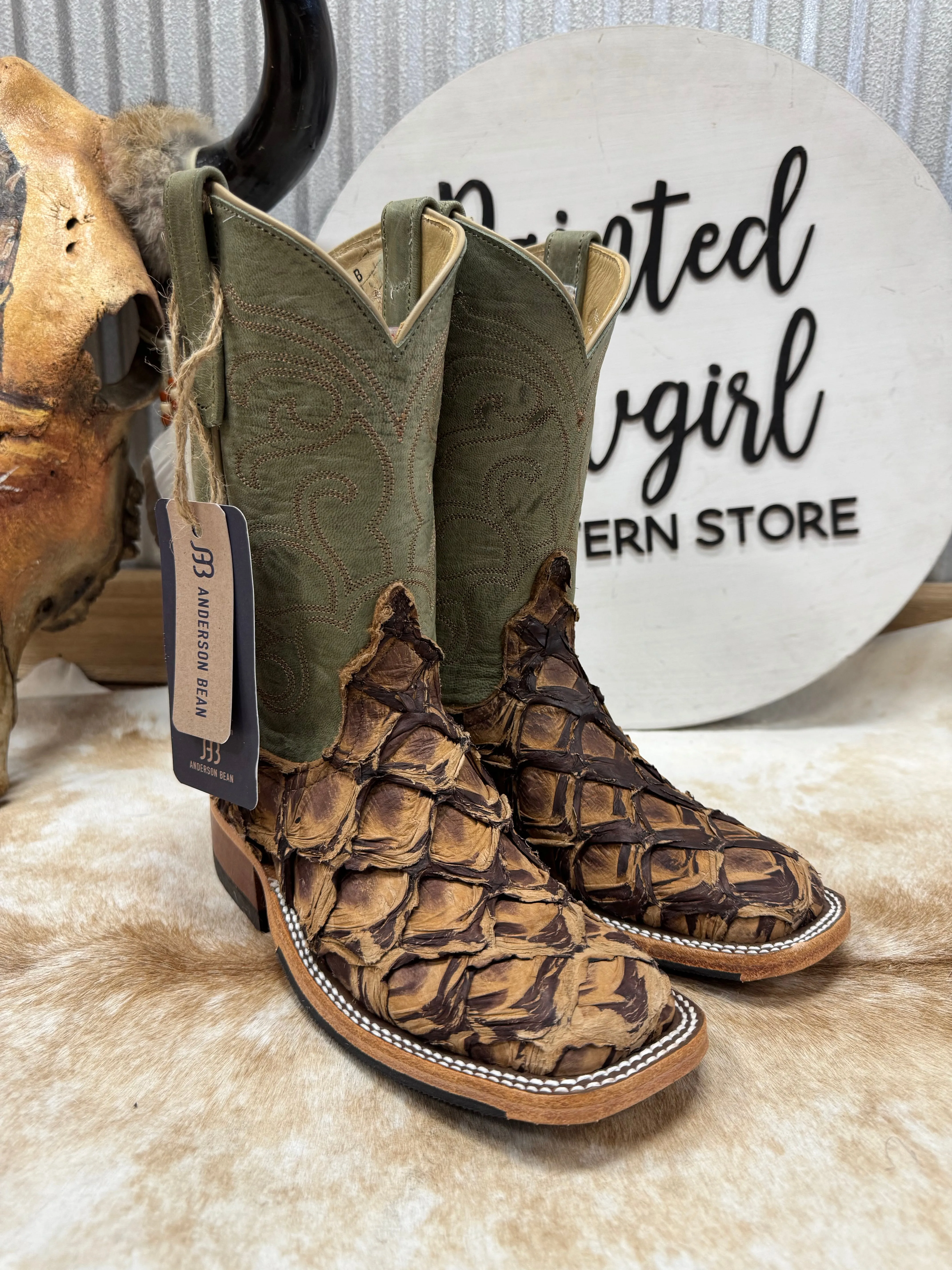 Elastic Gusset Rain Shield Anderson Bean Women's Cigar Matte Big Bass & Mallard Mad Dog Square Toe Western Cowgirl Boots 332207