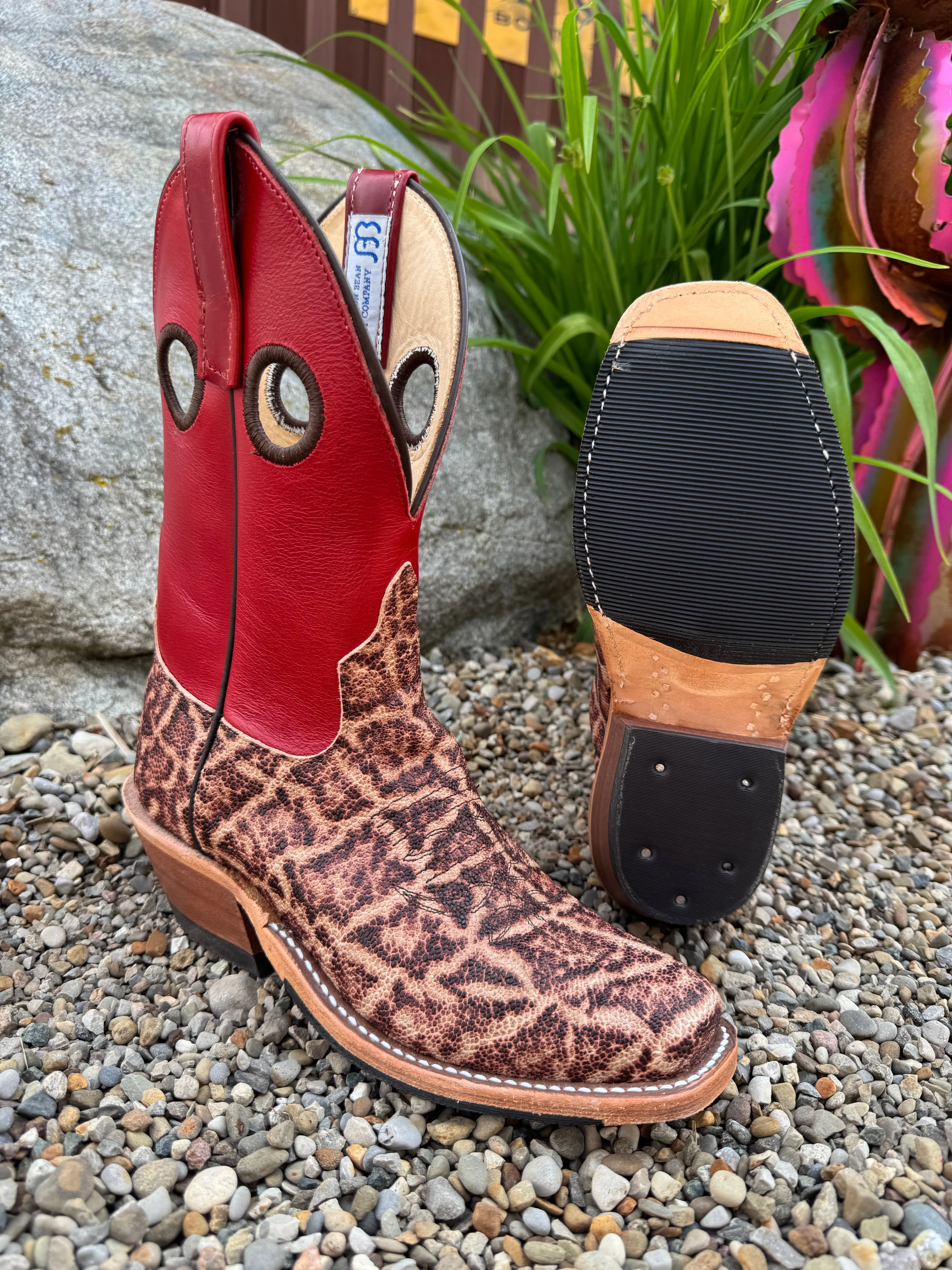 Anderson Bean Women's Terra Vintage Elephant & Tamarillo Red Cutter Toe Cowboy Boots 335350 High Traction