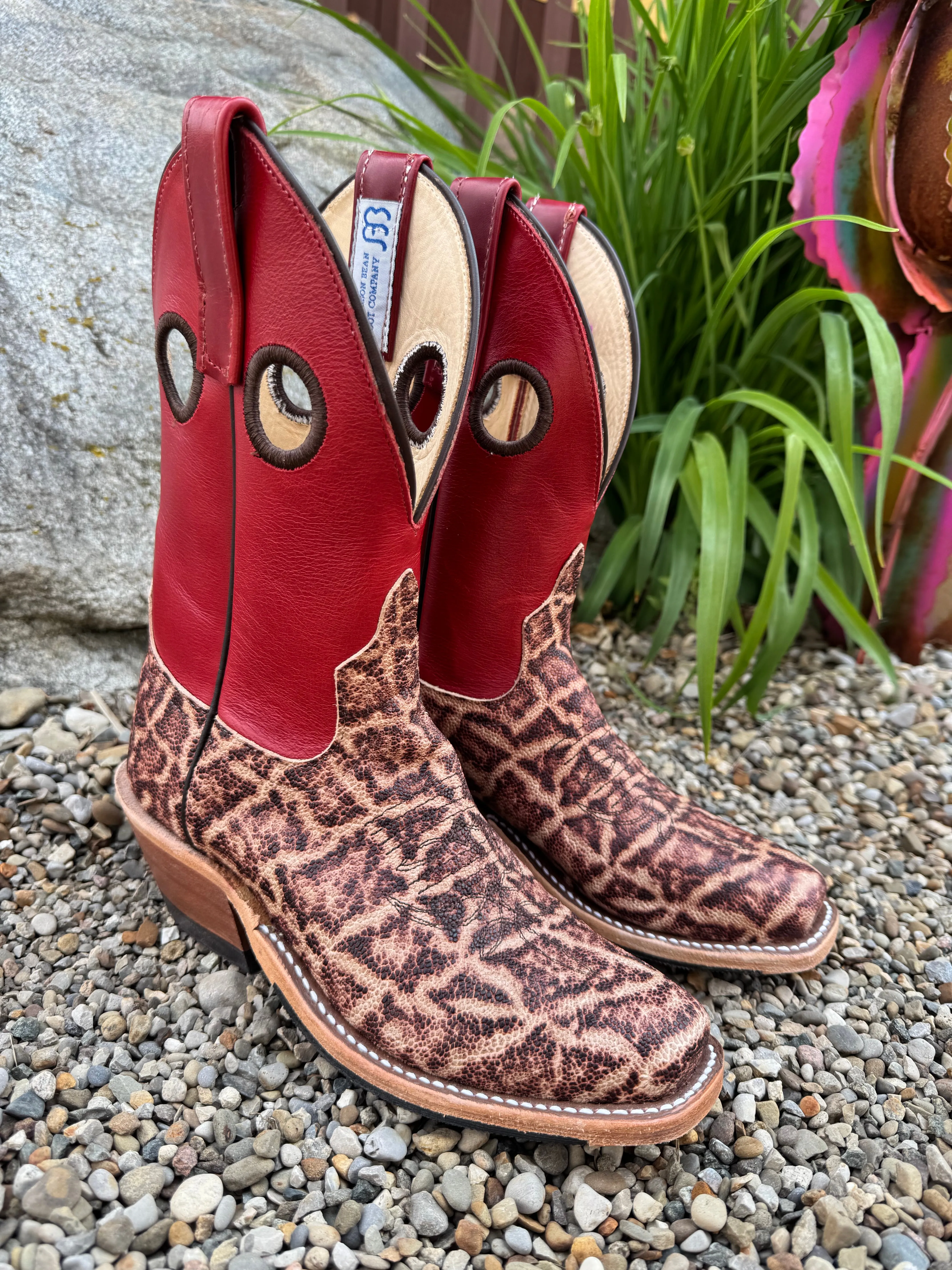 Anderson Bean Women's Terra Vintage Elephant & Tamarillo Red Cutter Toe Cowboy Boots 335350 Water Repellent Long Haul
