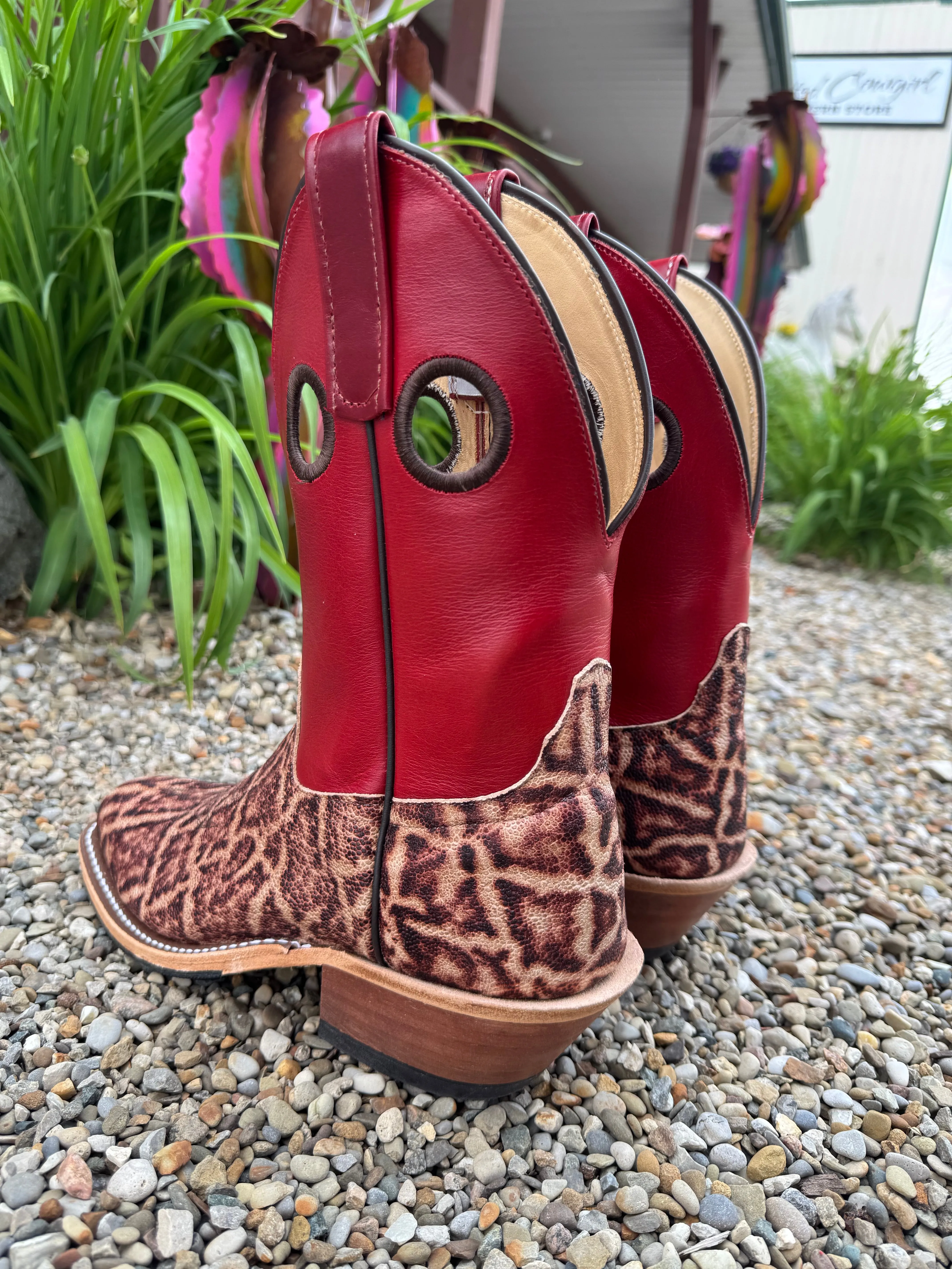 Anderson Bean Women's Terra Vintage Elephant & Tamarillo Red Cutter Toe Cowboy Boots 335350 Low Maintenance Long Walk