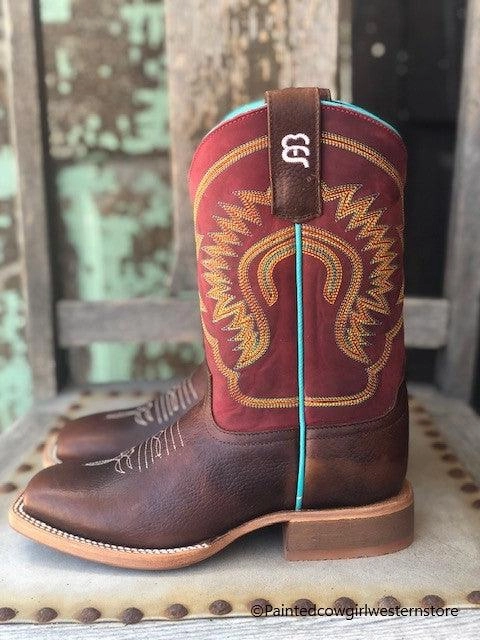 Motor Edge Comfort And Durability Anderson Bean Children's Pitbull Brown Leather & Burgundy Top Cowboy Boots ABK7062