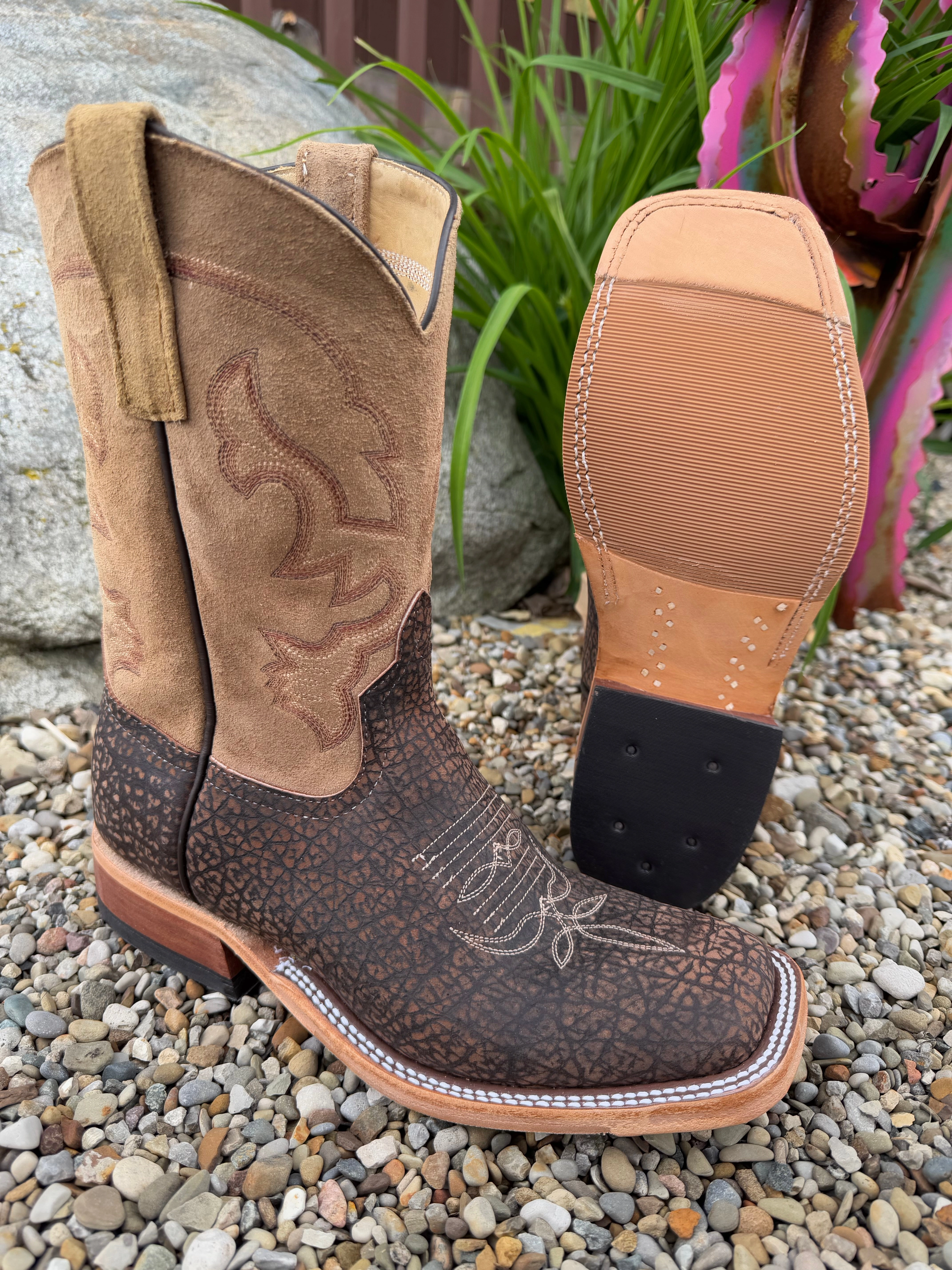 Anderson Bean Men's 10" Tan Hungry Hippo Square Toe Cowboy Boots 339580 Lightweight Design