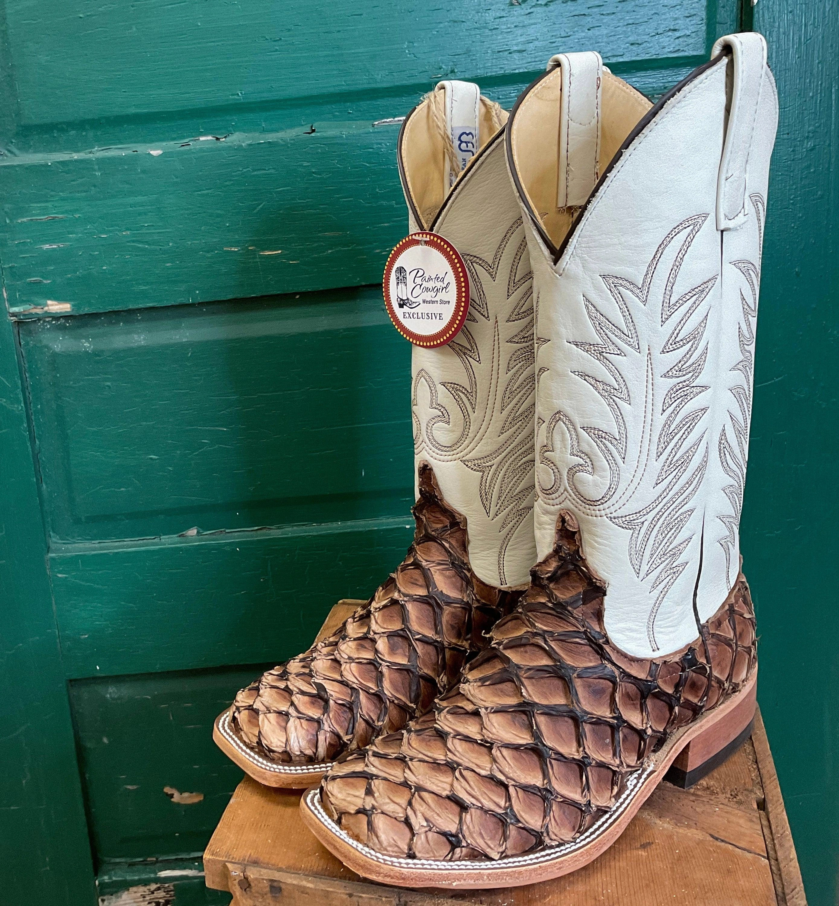 Versatile use Smart Style Anderson Bean Men's Brown Big Bass Arapaima & 13 Bone Deerskin Top Cowboy Boots 333577
