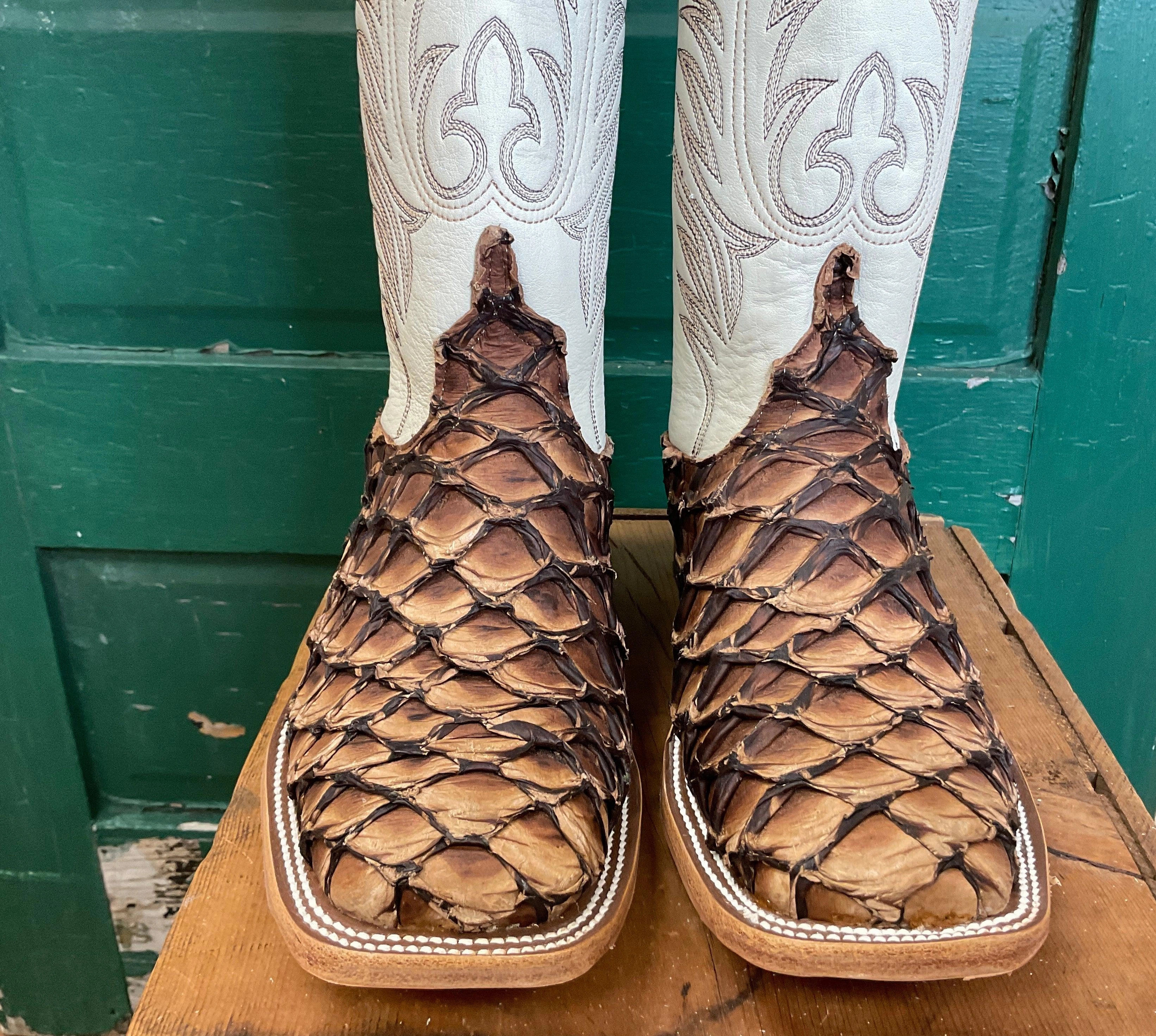 Minimal Color All Season Anderson Bean Men's Brown Big Bass Arapaima & 13 Bone Deerskin Top Cowboy Boots 333577