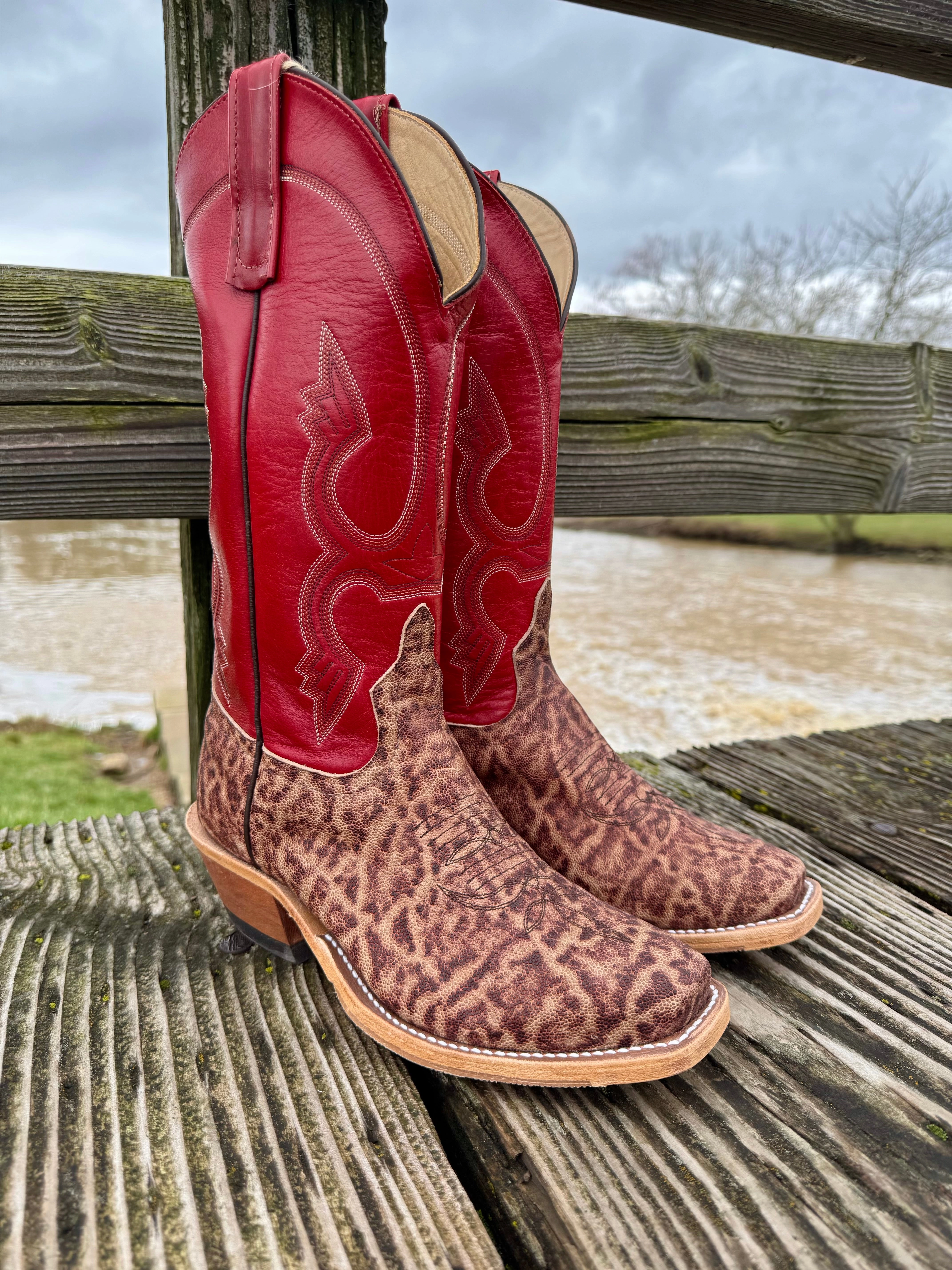 Work Terrain Anderson Bean Men's Terra Vintage Elephant & 13 Tamarillo Red Cutter Toe Cowboy Boots 335349