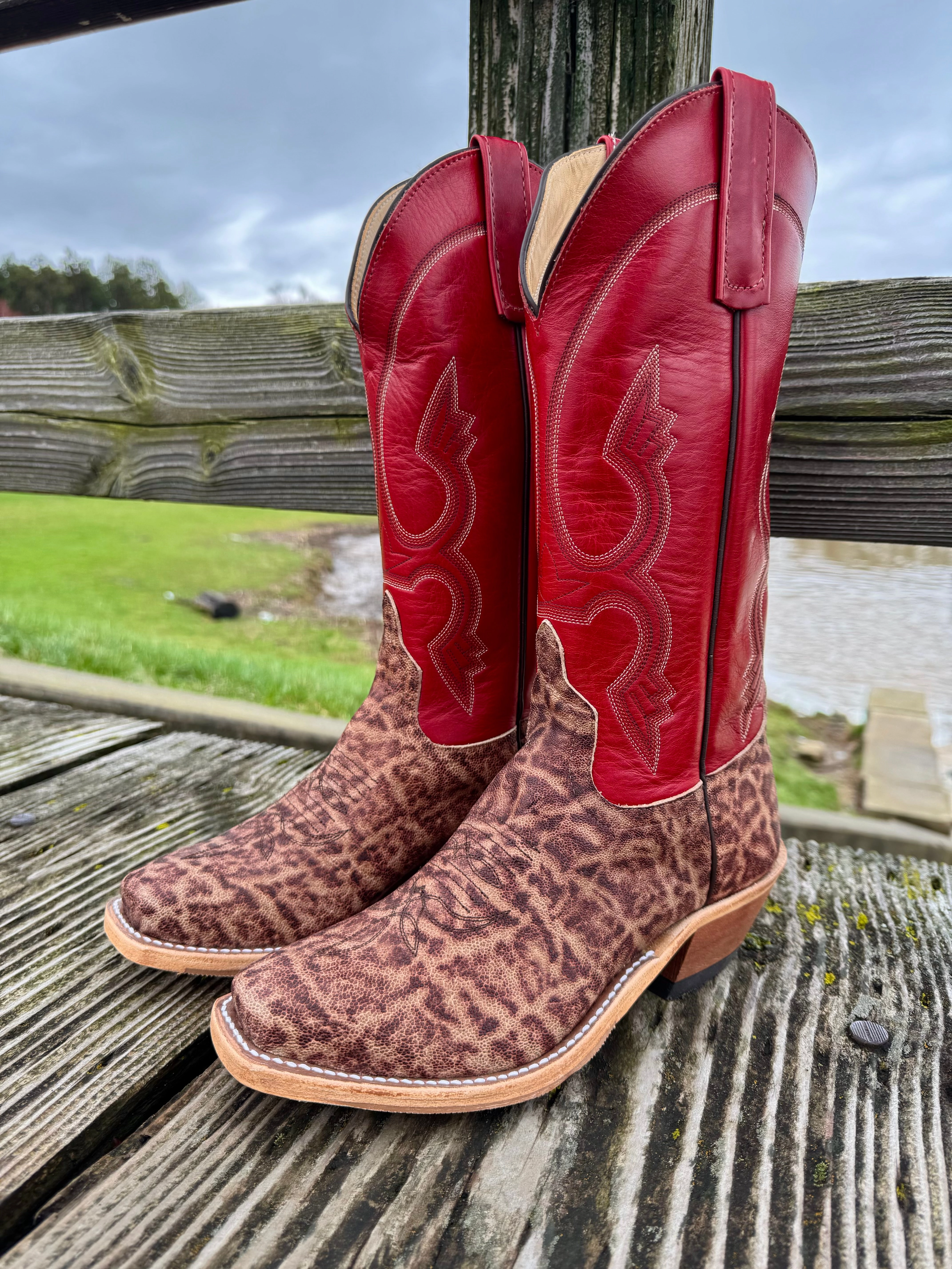 Durable Leather Heavy Terrain Anderson Bean Men's Terra Vintage Elephant & 13 Tamarillo Red Cutter Toe Cowboy Boots 335349