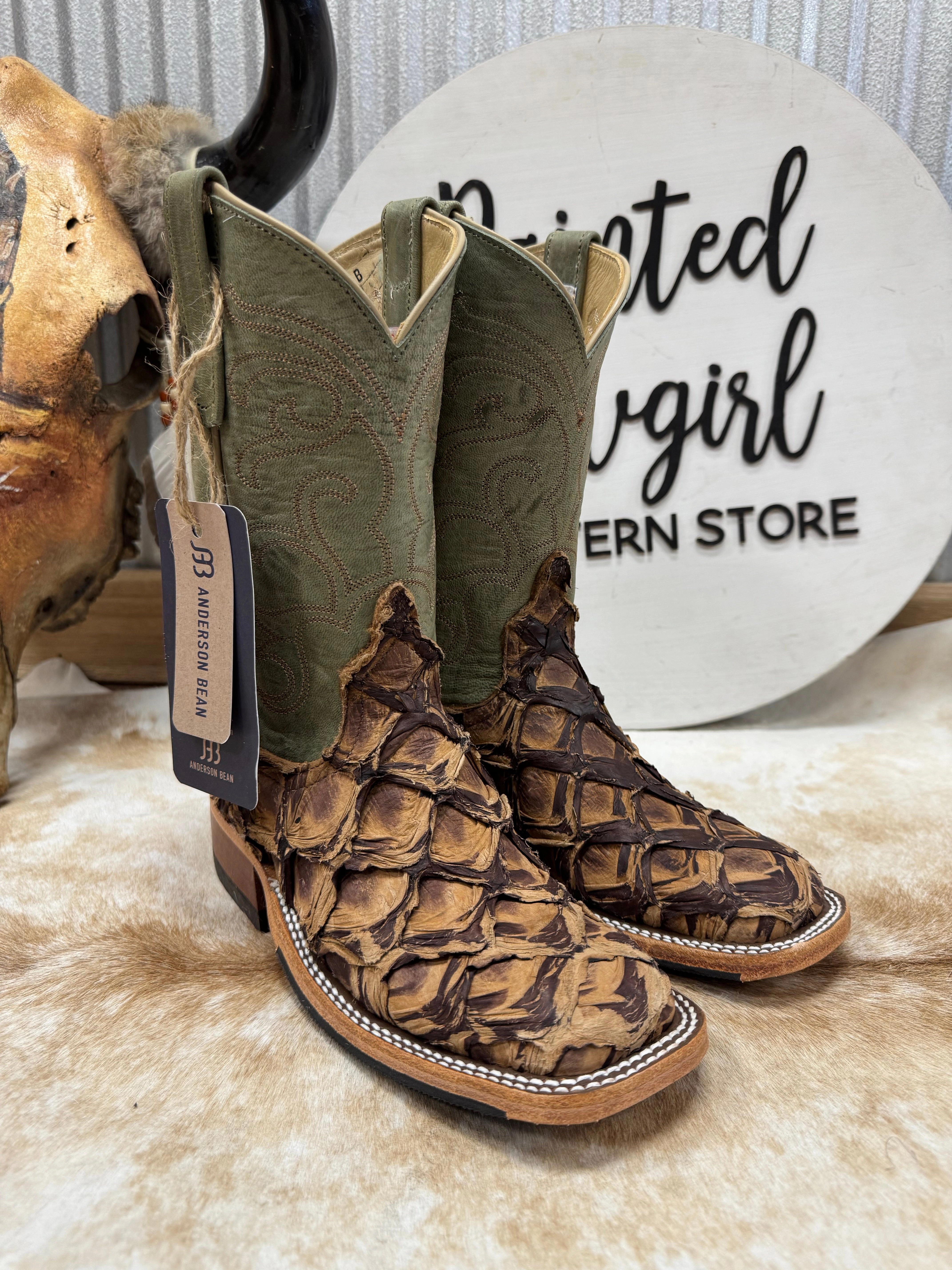 Elastic Gusset Rain Shield Anderson Bean Women's Cigar Matte Big Bass & Mallard Mad Dog Square Toe Western Cowgirl Boots 332207