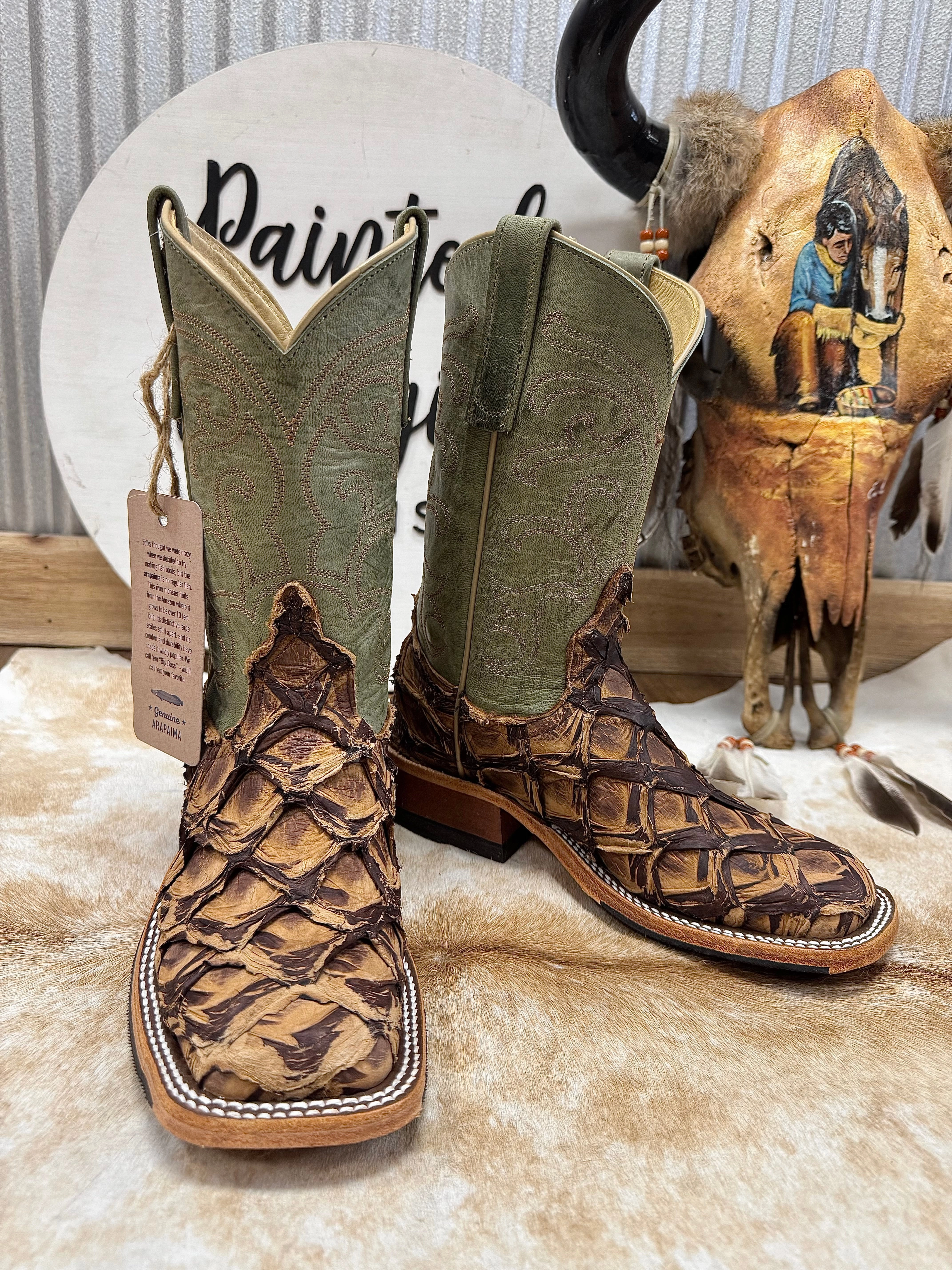 Anderson Bean Women's Cigar Matte Big Bass & Mallard Mad Dog Square Toe Western Cowgirl Boots 332207 Clean Form