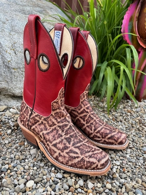 Anderson Bean Women's Terra Vintage Elephant & Tamarillo Red Cutter Toe Cowboy Boots 335350 Secure And Comfortable