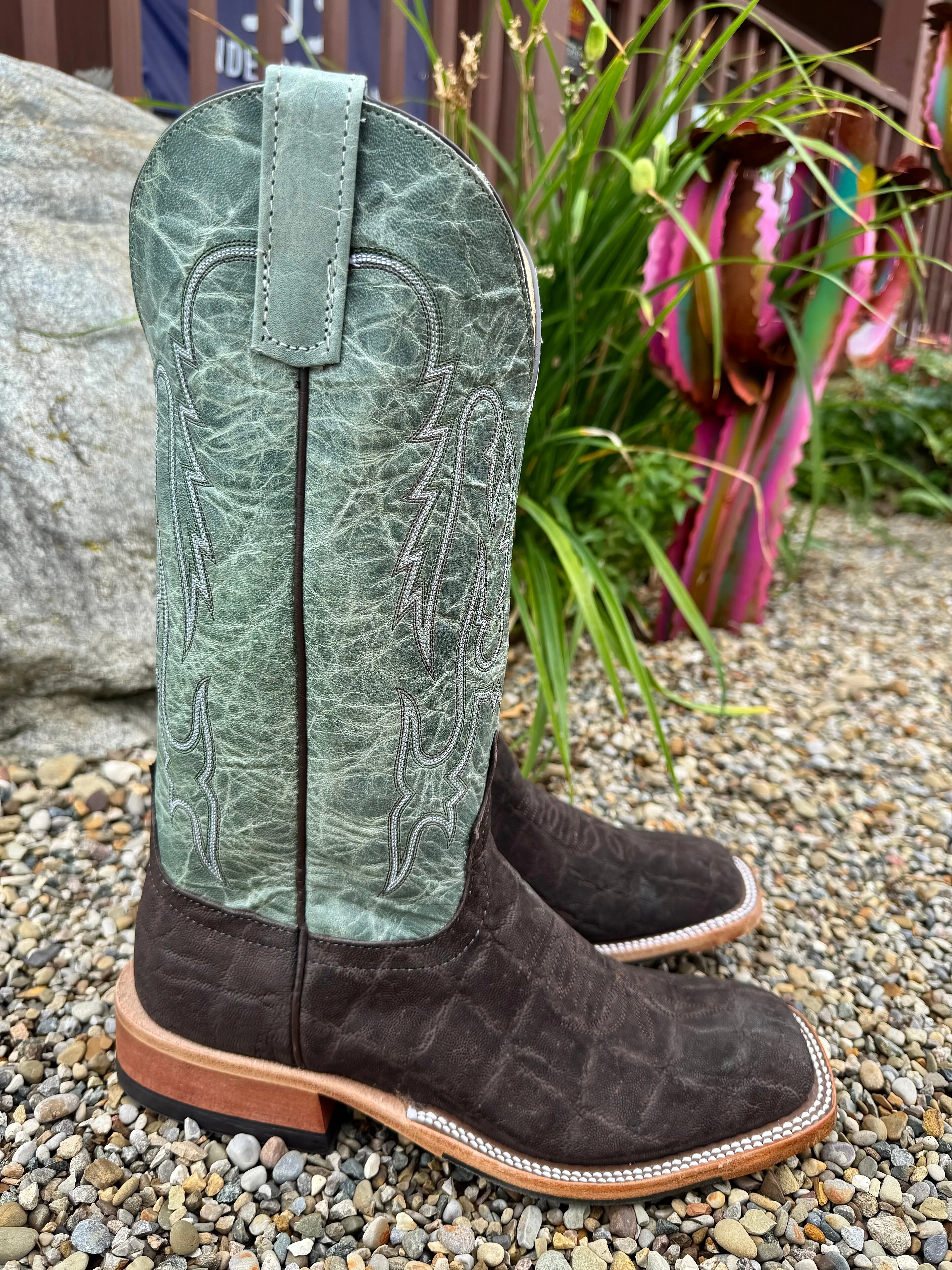 Work Approved Beach Walk Anderson Bean Men's Chocolate Safari Buffed Elephant & 13 Sagamore Lava Top Square Toe Cowboy Boots 335353