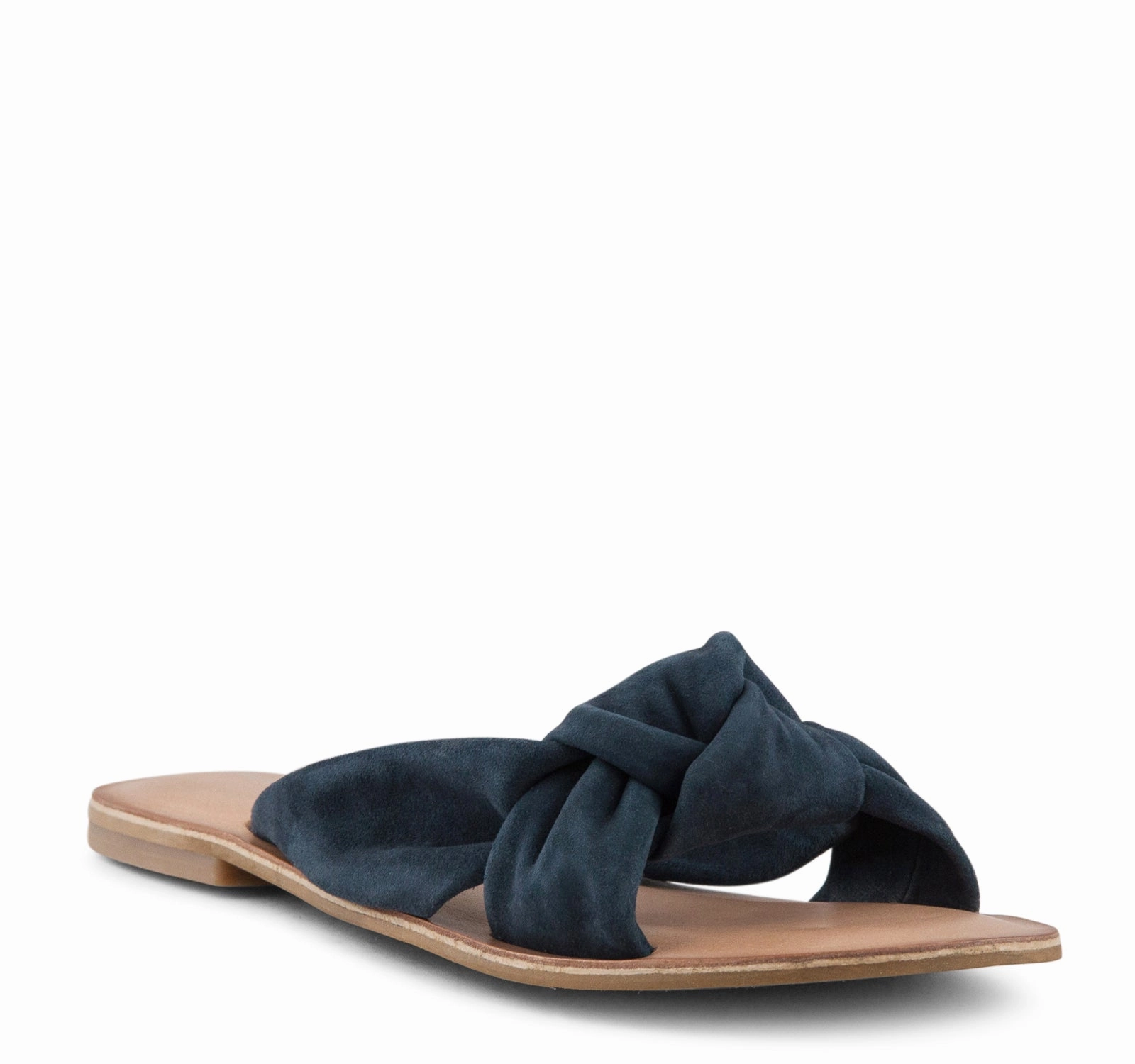 Curve Hug Sun Guard Jeffrey Campbell Zocalo Slide Women's Sandal in Navy Suede