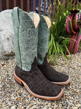 Anderson Bean Men's Chocolate Safari Buffed Elephant & 13 Sagamore Lava Top Square Toe Cowboy Boots 335353 Flexible Movement