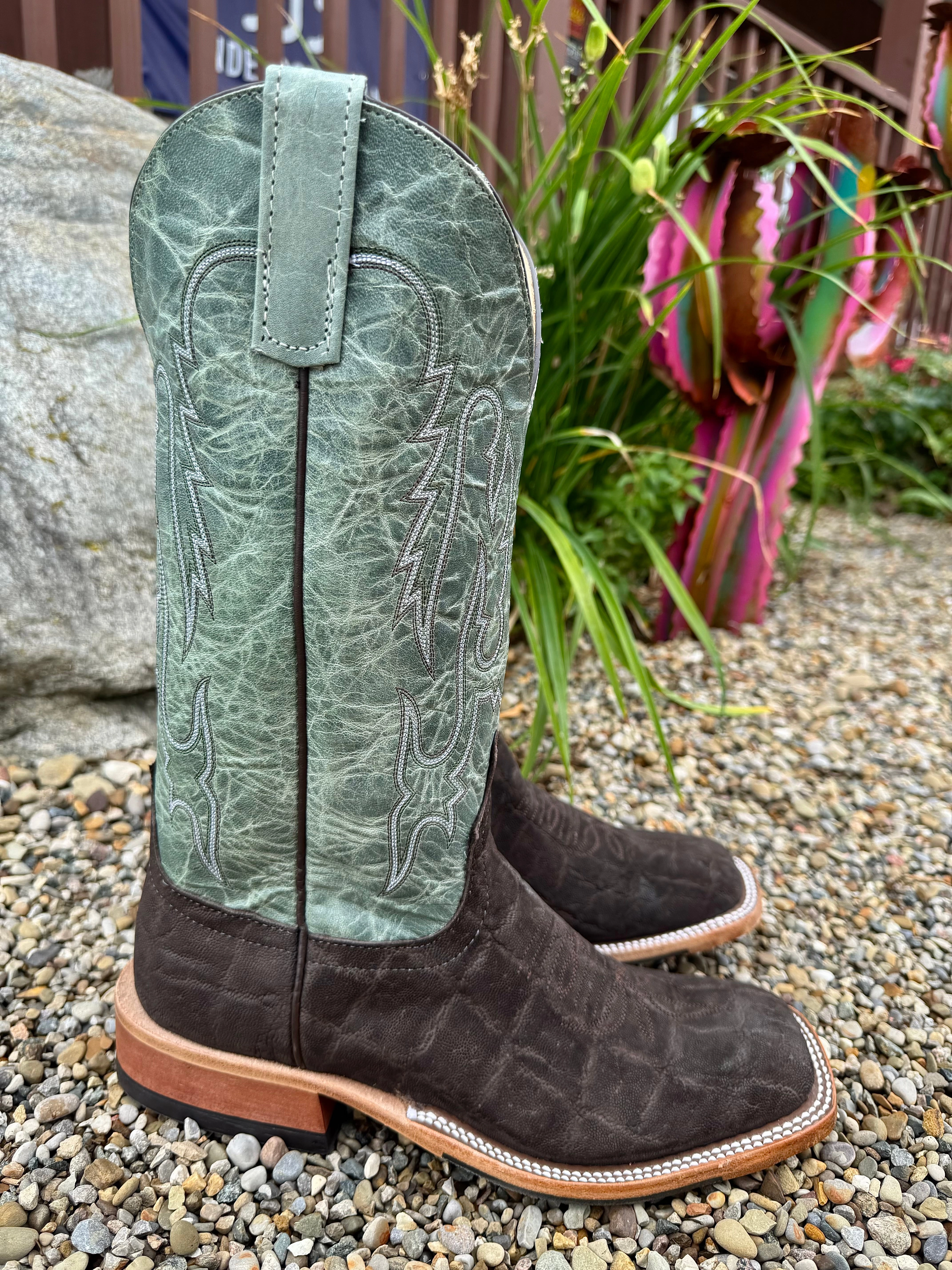 Work Approved Beach Walk Anderson Bean Men's Chocolate Safari Buffed Elephant & 13 Sagamore Lava Top Square Toe Cowboy Boots 335353