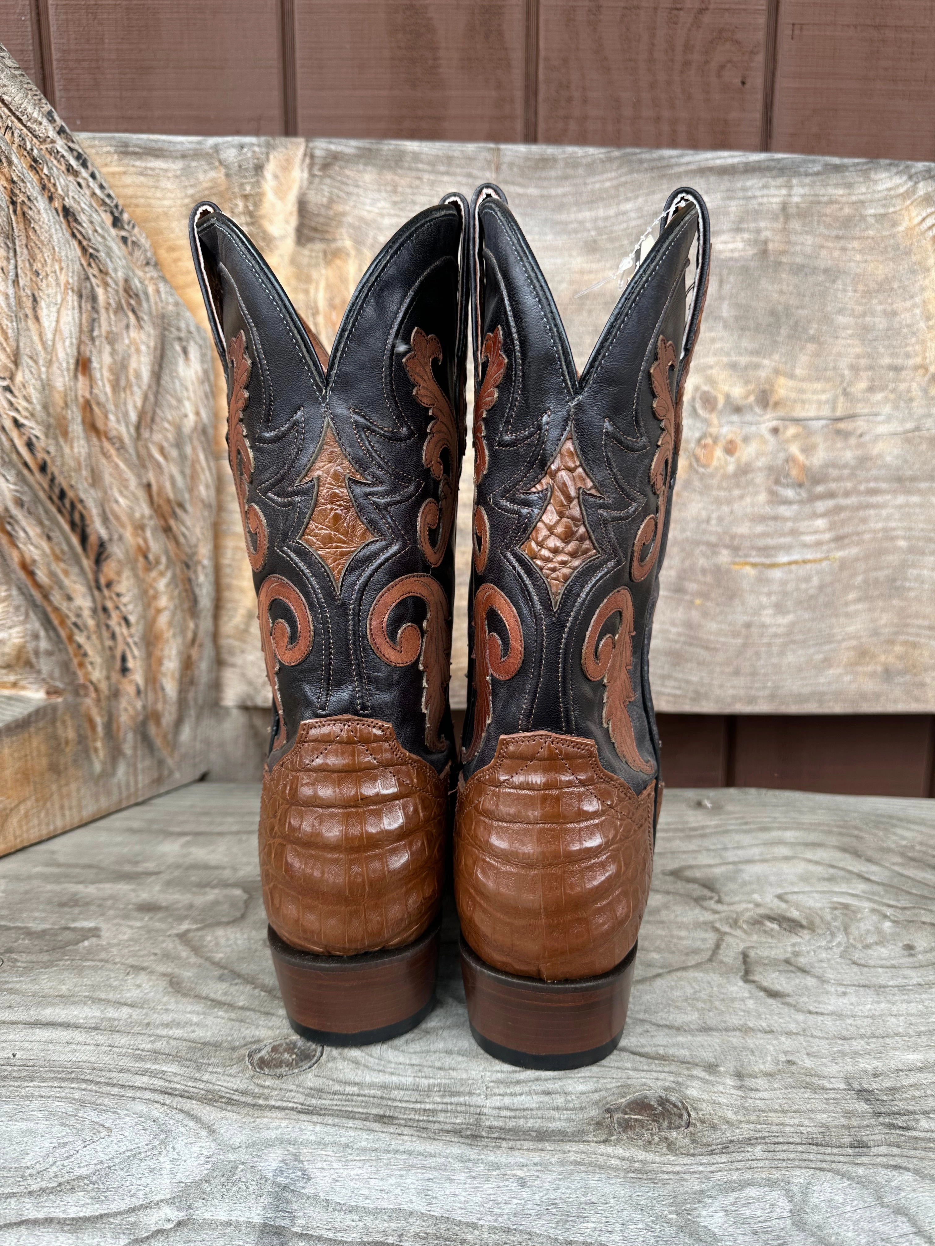 Dan Post Men's Socrates Bay Apache Caiman R Toe Cowboy Boots DP3069 Elastic Sides Steel Cap