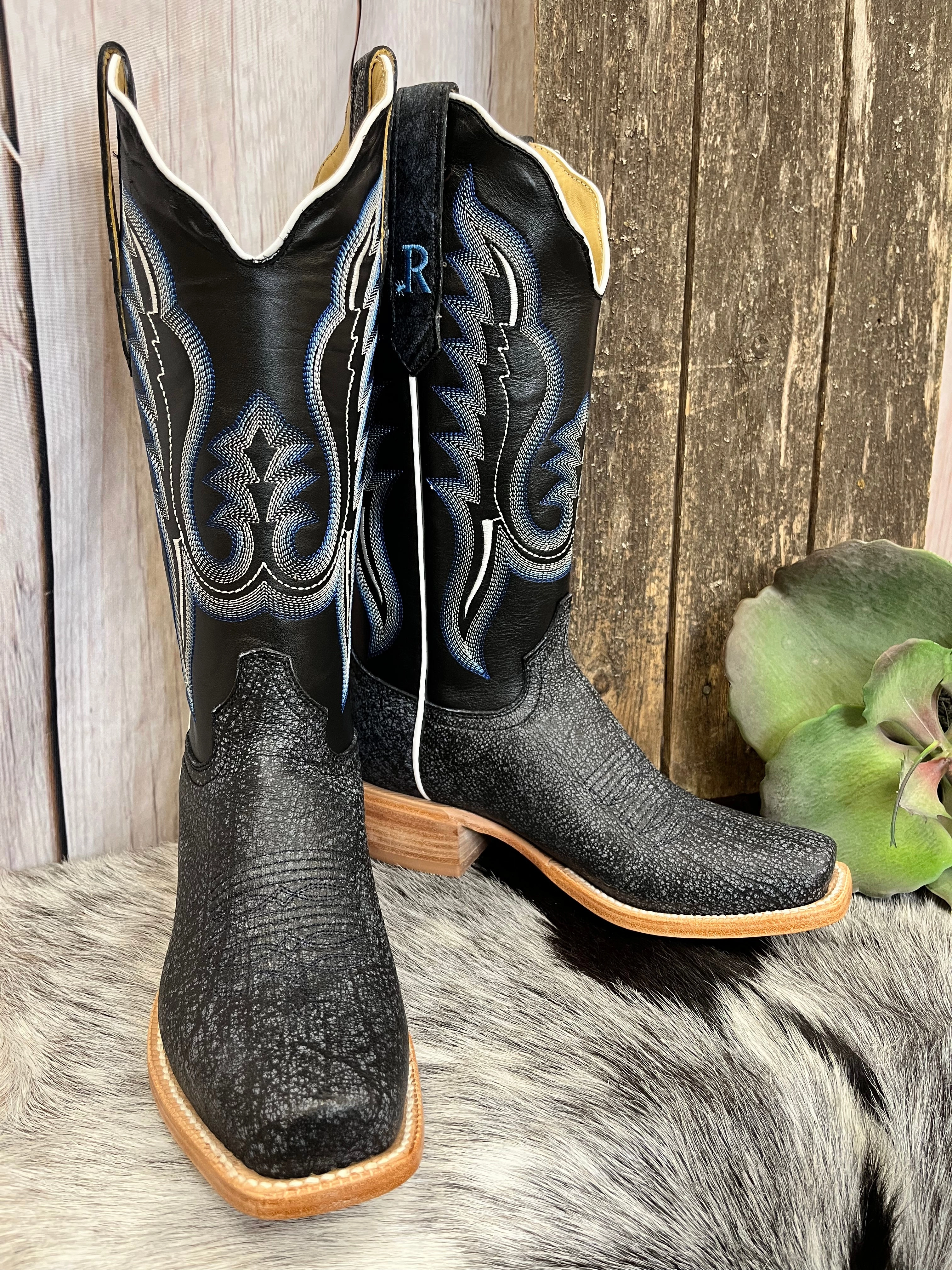 Sporty Vibe R. Watson Women's Midnight Blue Cape Buffalo Narrow Square Toe Cowgirl Boots RWL7103-1