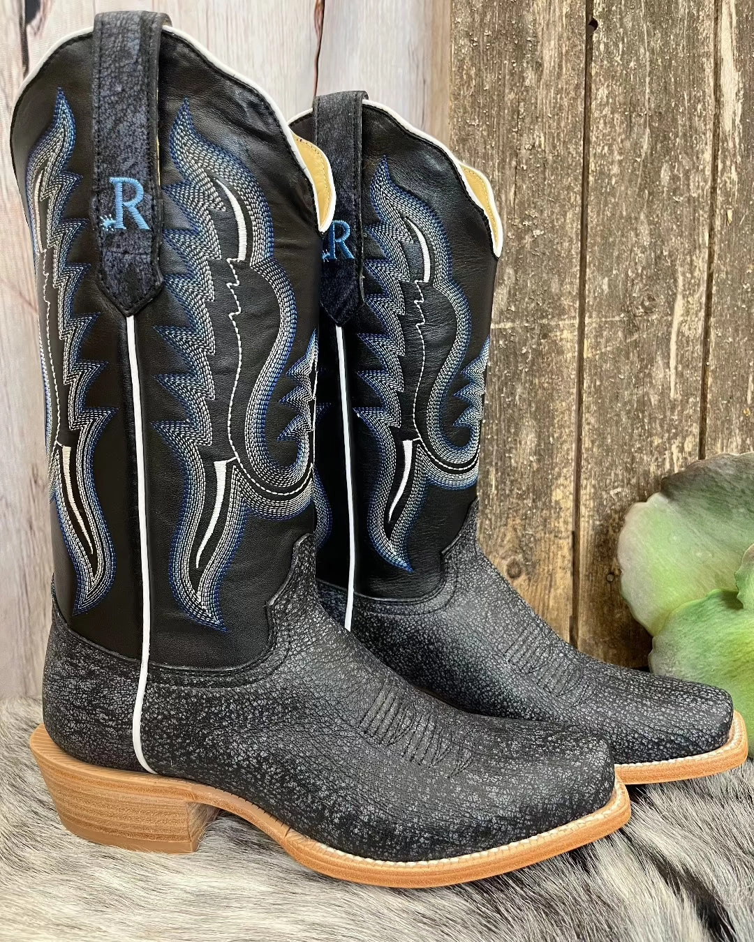 Seamless Feel youth trend R. Watson Women's Midnight Blue Cape Buffalo Narrow Square Toe Cowgirl Boots RWL7103-1