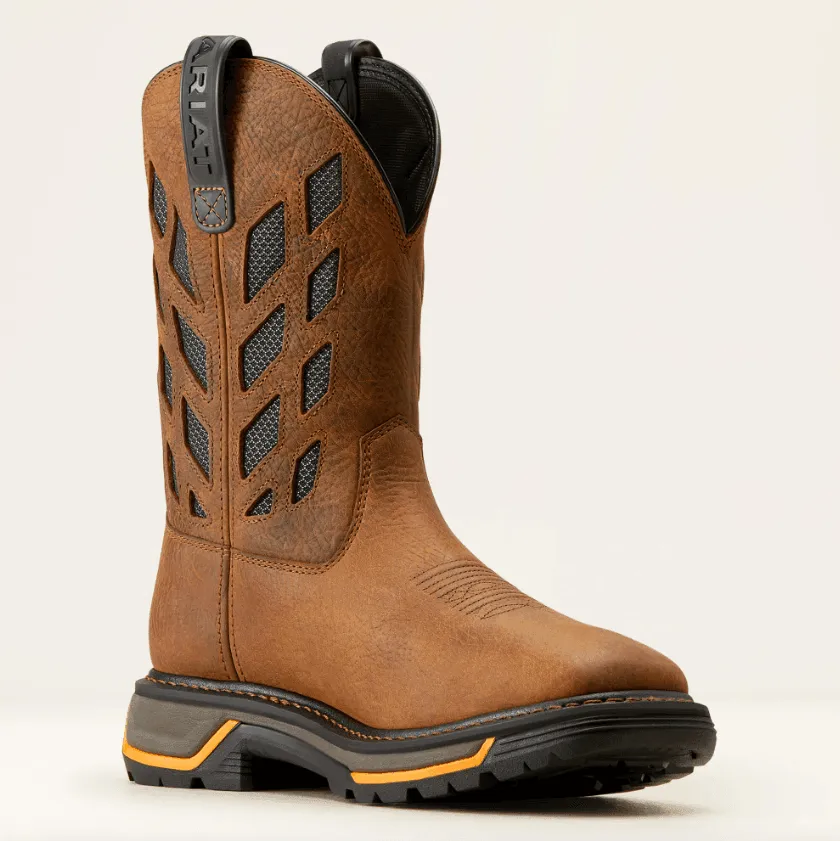 Soft Sole synthetic leather Ariat Men's Earth & Graphite Big Rig Tread VentTek Square Toe Work Boot 10050828