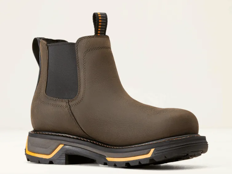 Ariat Men's Iron Coffee Brown Leather Big Rig Chelsea Waterproof Work Boot 10042545 Fashion Guy