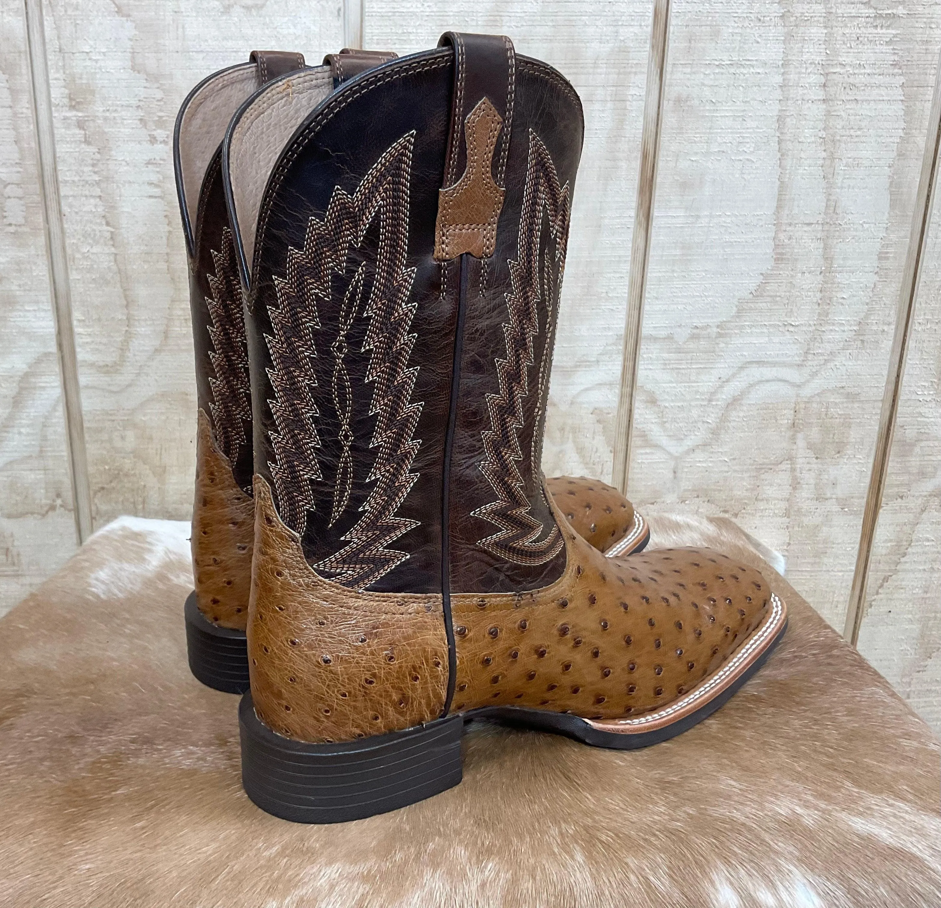 Weekend Escape Ariat Men's Quantum Full Quill Ostrich Square Toe Cowboy Boots 10040281