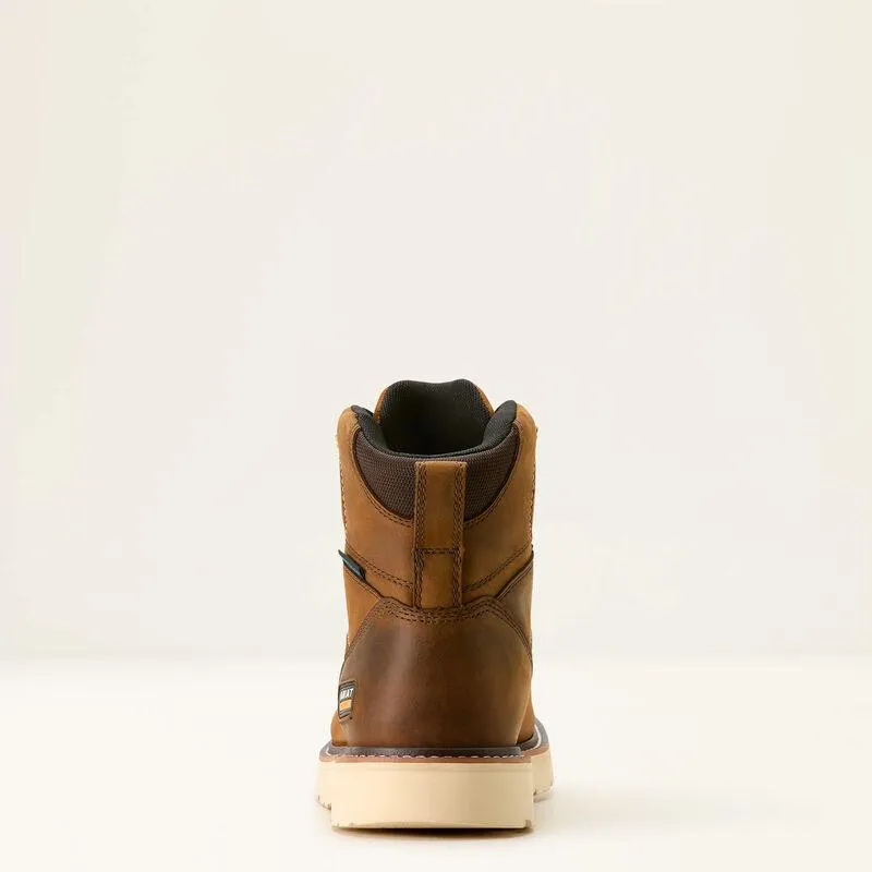 Ariat Men's Rebar Distressed Brown Wedge Moc Toe 6" Waterproof Work Boot 10053614 City Utility