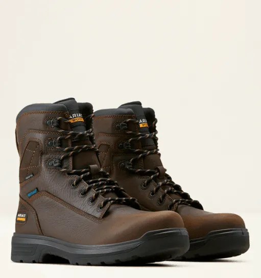 Training Ground Urban Everyday Ariat Men's Rich Brown Turbo 8" H2O Waterproof Carbon Toe Lace Up Work Boots 10050823
