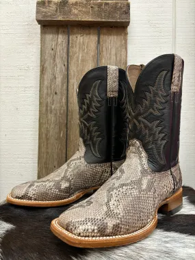 Ariat Men's Tan Python & Ancient Black Dry Gulch Square Toe Cowboy Boots 10047081 Desert Design