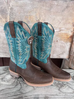 Thin Sole Smooth Soles Ariat Women's Decatur Aged Smokehouse & Racing Green Cutter Toe Western Cowgirl Boot 10053604
